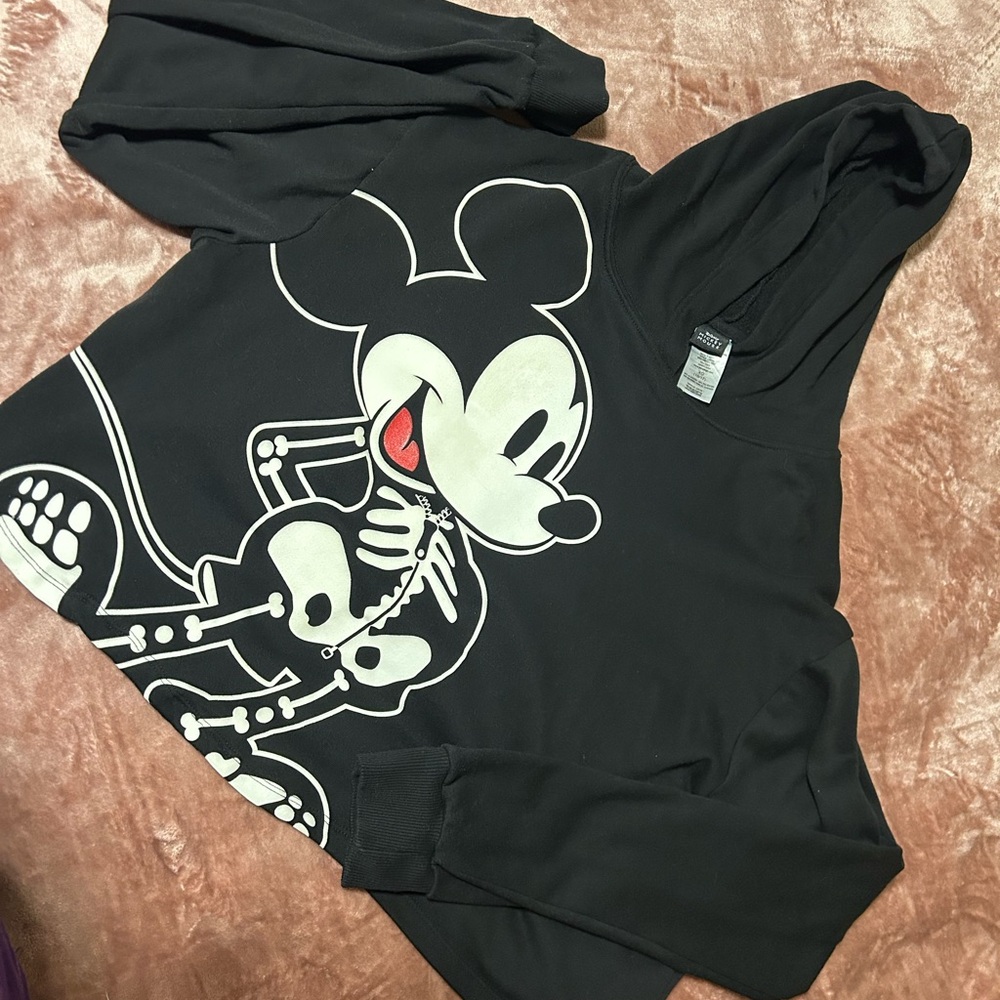 Disney Black and White Skeleton Mickey Kids Hoodie